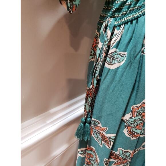 Knox Rose Women's Multi Floral Pleated V Neck Short Sleeve Long Maxi Dress Small - Picture 7 of 16